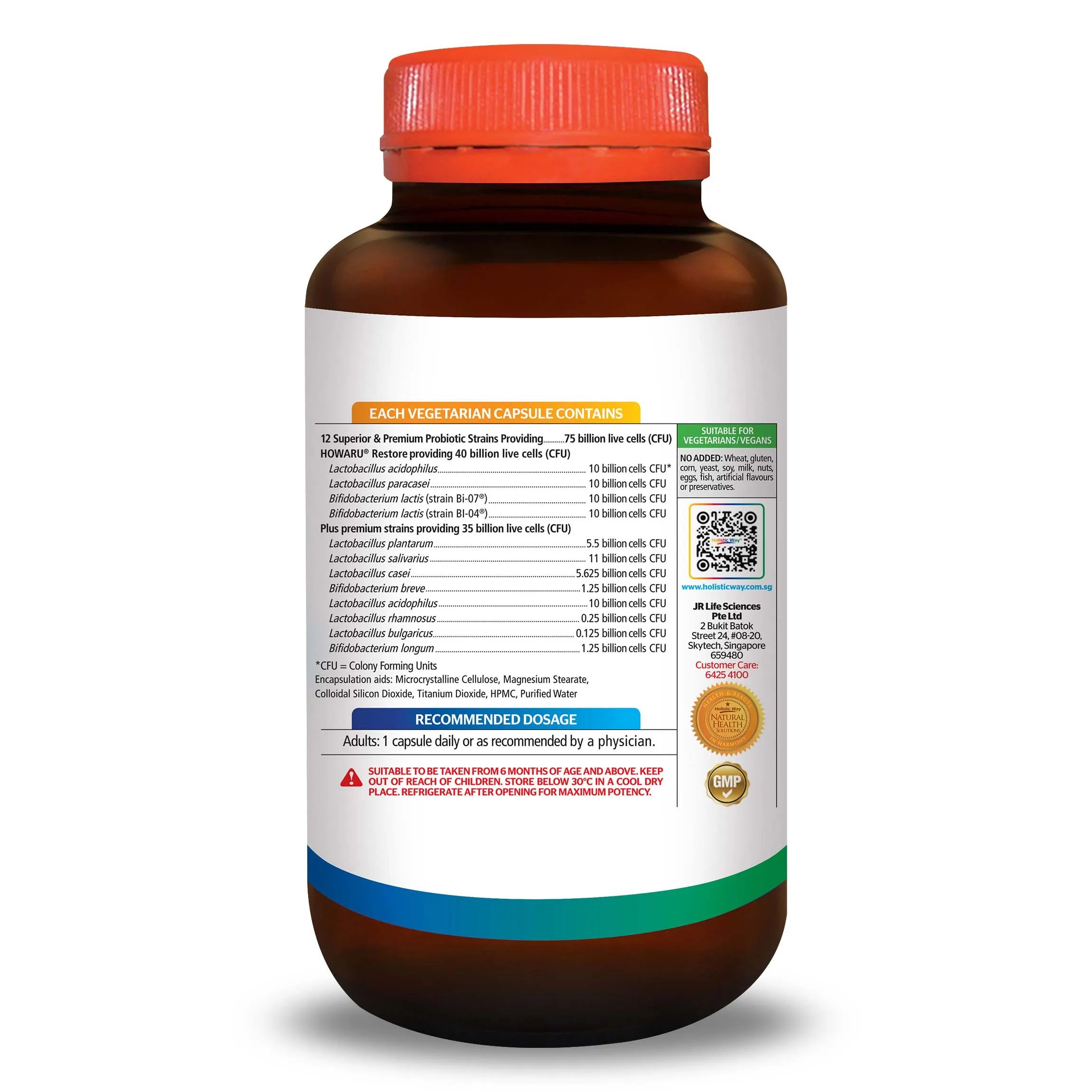 
Immunity Booster Dietary Stomach Supplement Holistic Way Probiotic 75 Billion (30 Vegetarian Capsules) 