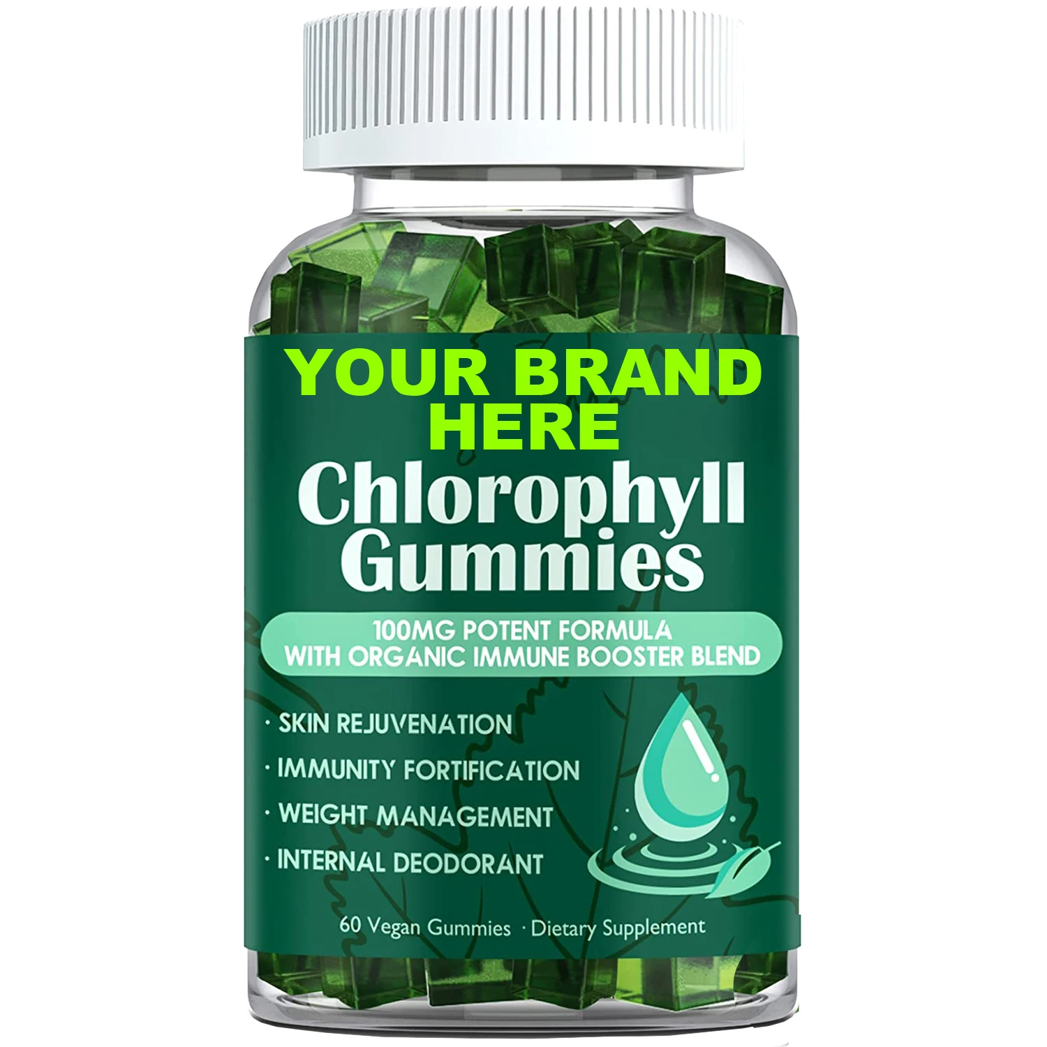 Chlorophyll Gummies with Unfiltered ACV Sea Moss & Elderberry, Energy Boost Immune & Digestion System Support