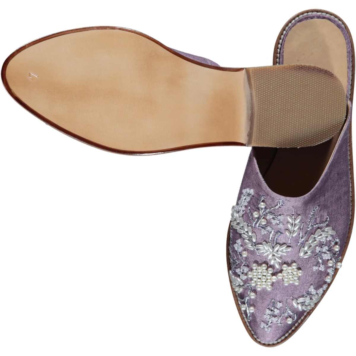 Handmade Shoe Genuine Leather with Embroider Women Indoor and Outdoor Non slip Comfortable Soft Leather Female Slippers