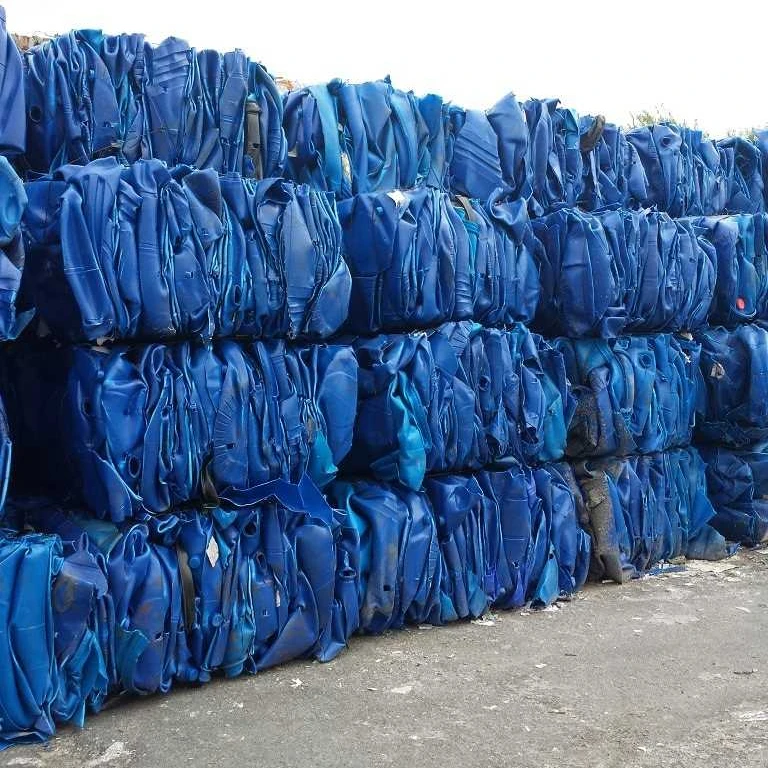 HDPE blue drum baled scrap READY TO EXPORT HDPE PLASTIC SCRAP BLUE DRUM IN BALED