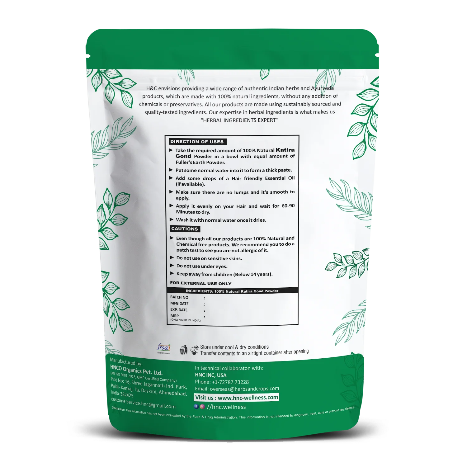 H&C Katira Gond Powder (Tragacanth gum) - 1kg Pack