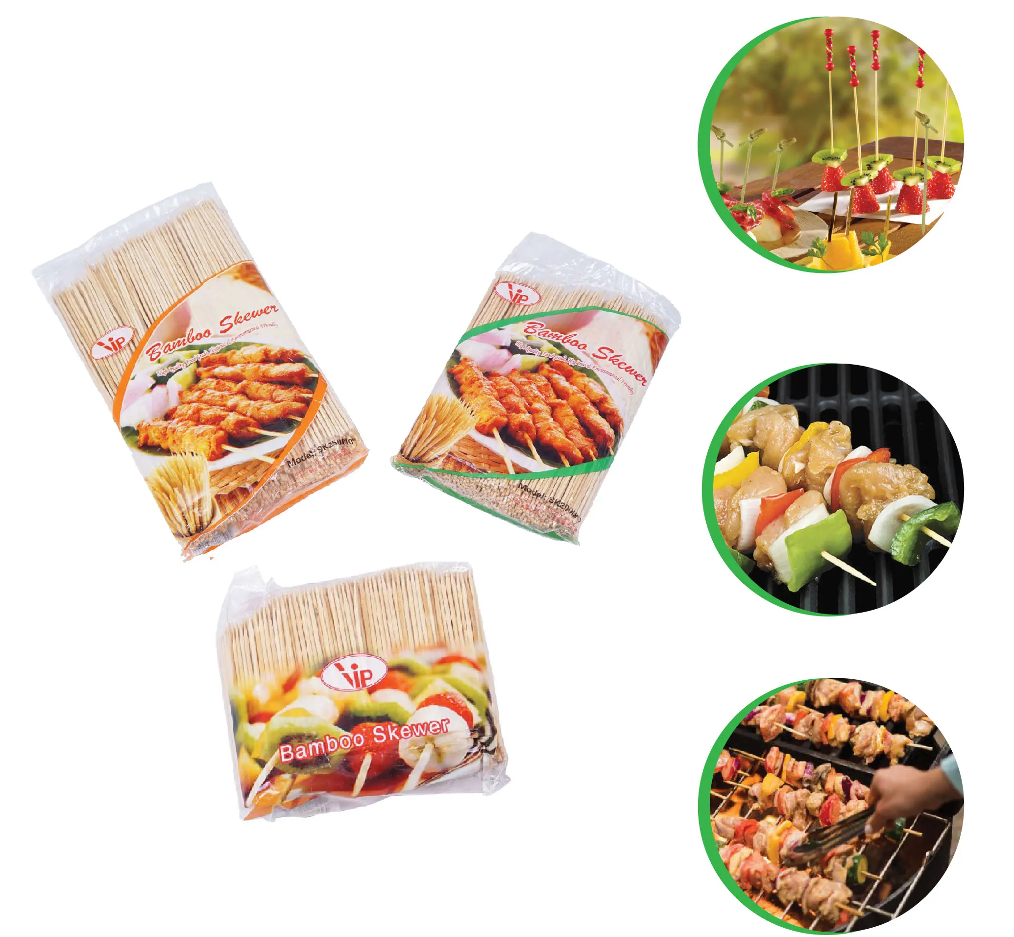 Eco-friendly Wholesale Customized Bamboo BBQ Sticks Barbecue Skewers for Export