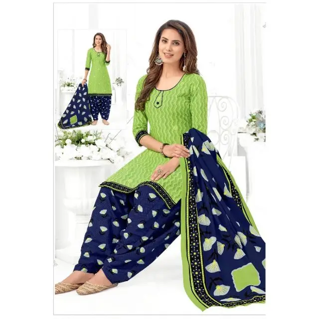 Indian Manufacturer of printed Cotton dress on sale price 10 piece catalog Daily Wear Cotton Printed Salwar Suit With Dupata Set