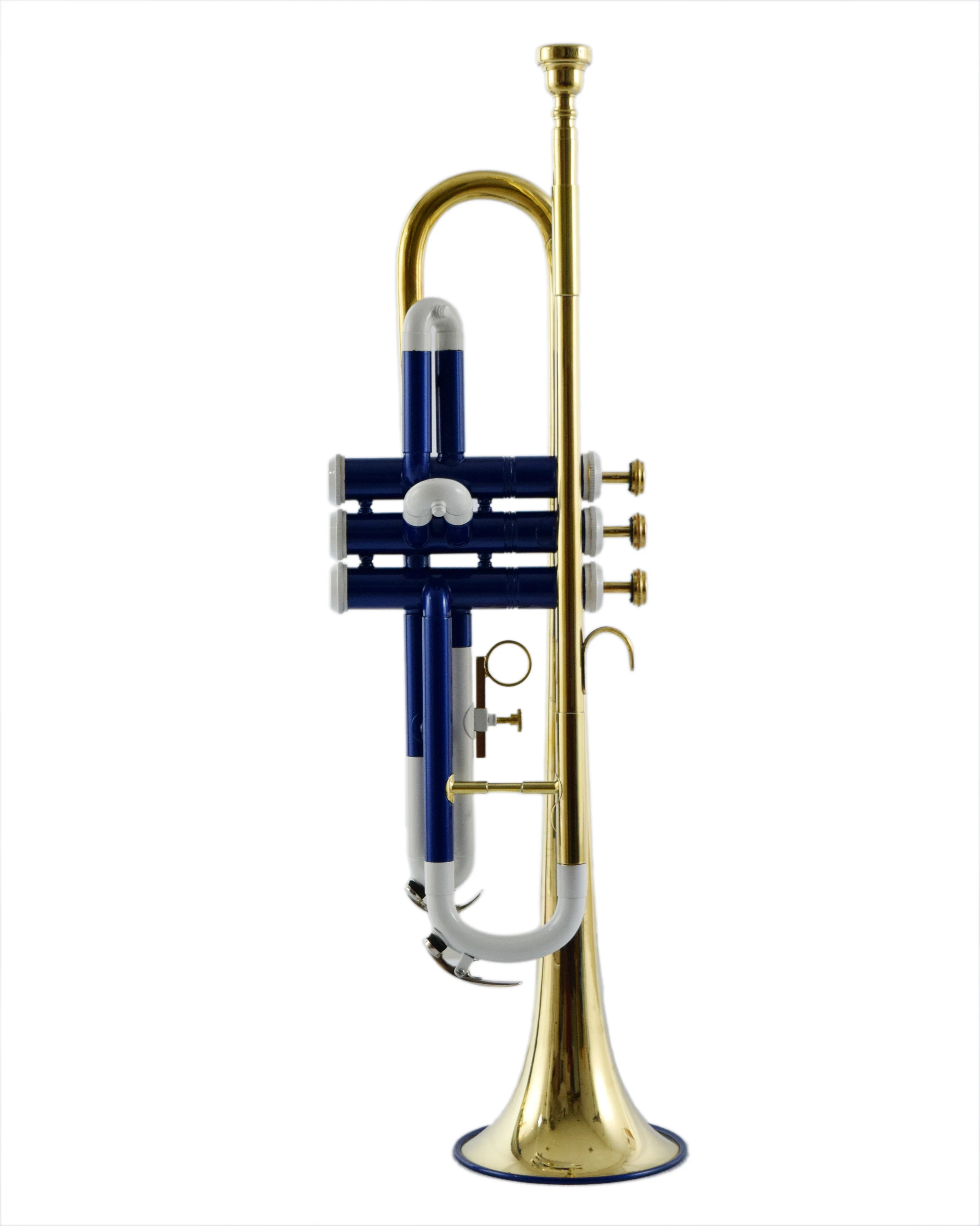 NASIR ALI NEW PROFESSIONAL BB PITCH TRUMPET WHITE BLUE PREMIUM QUALITY WITH INCLUDE HARDCASE AND MOUTH PIECE