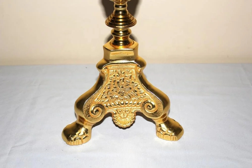 KHAN EXIMPO Gold Royal Design Candle Pillar Stand With Funnel Wholesale