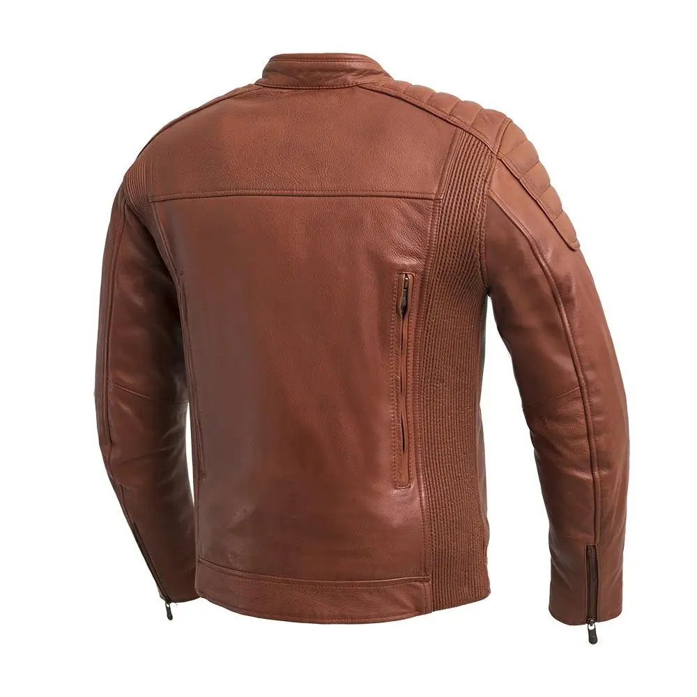 2020 New Arrival Classic Diamond Motorcycle Biker Jacket Brown Distressed Vintage real Leather Jacket