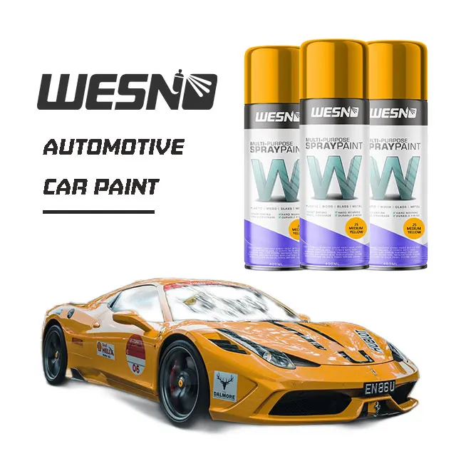 Распродажа Wesno оранжево-желтая краска-распылитель краска для автомобиля 400 мл Краска-распылитель