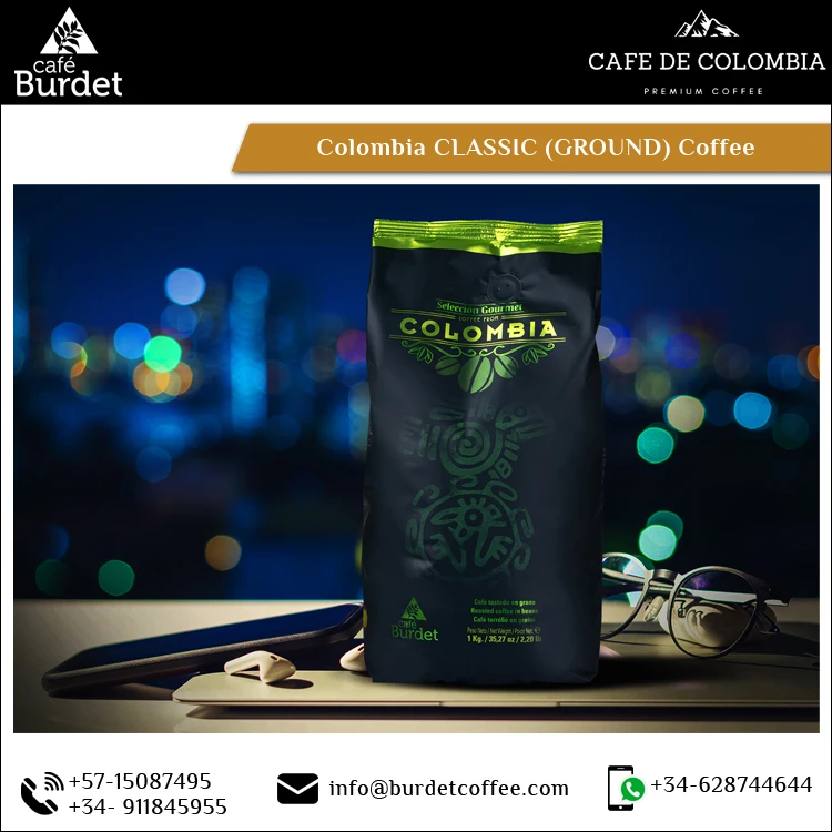 
Dark Chocolate Finish Intense Fragrance Pure Arabica Columbia Classic Ground Coffee 