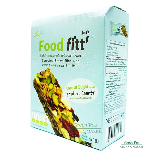 Снэк-бар Xongdur Foot Fitt (с низким содержанием сахара) (12 коробок в картонной коробке) Выращенный коричневый рис с цельными зернами злаками и
