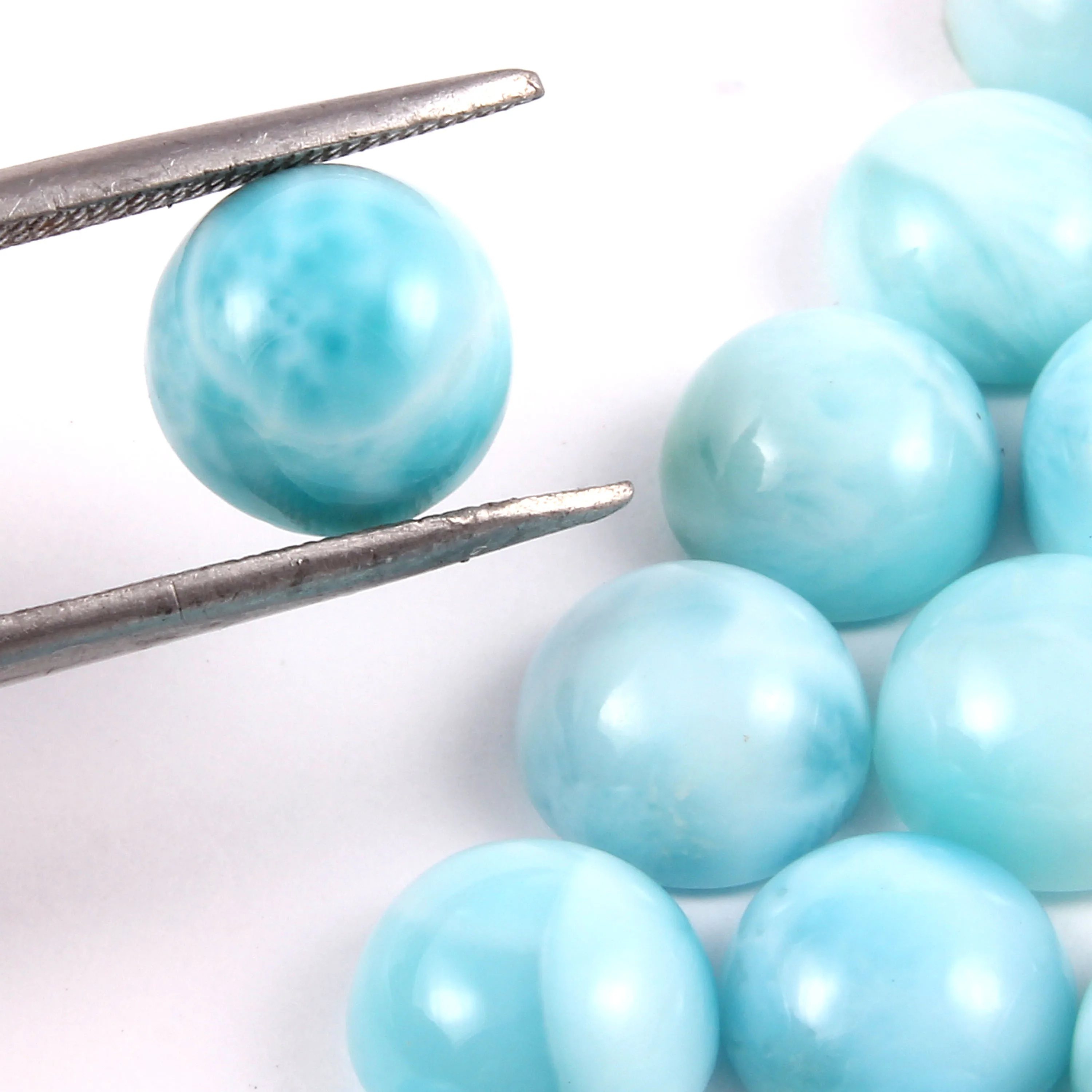 Larimar Круглый Синий Ларимар круглой формы с плоской задней стороной 3 мм 4 5 6 7 8 9 10 калиброванный драгоценный камень оптом