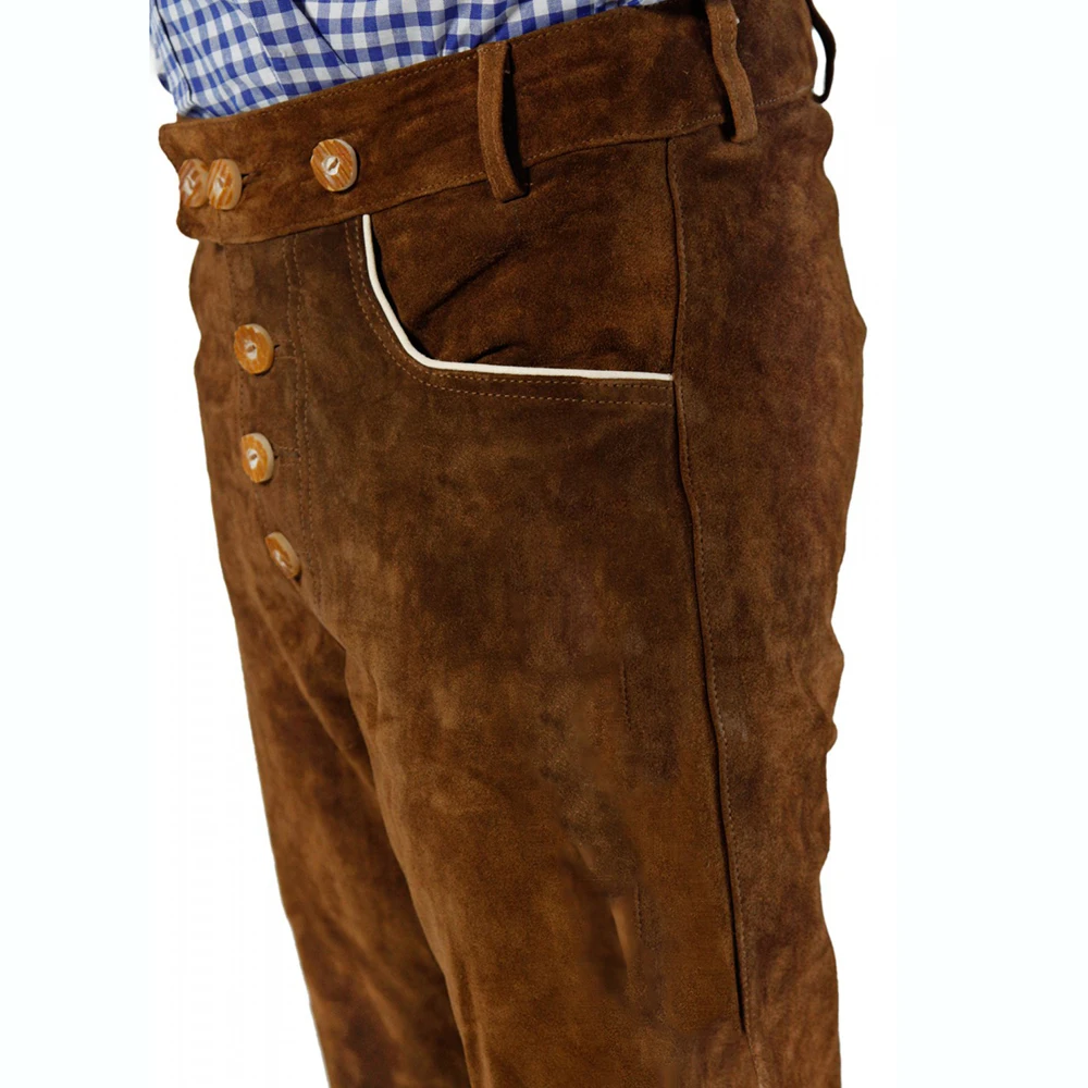 Slim Fit Deer Leather Shorts With Suspenders Belted Custom Logo Bavarian Shorts Pakistani Shorts For Youth
