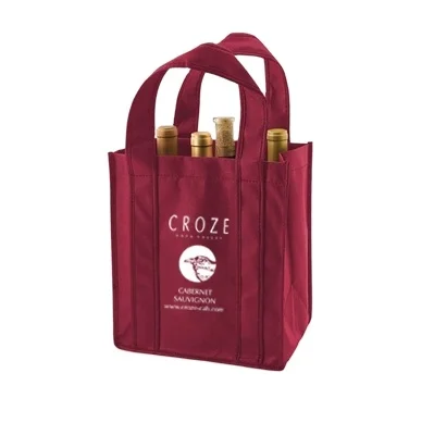 2024  Wine Bag 4 To 6 Bottles Holders High Quality Luxury Custom Logo Printed Eco Friendly Reusable Material