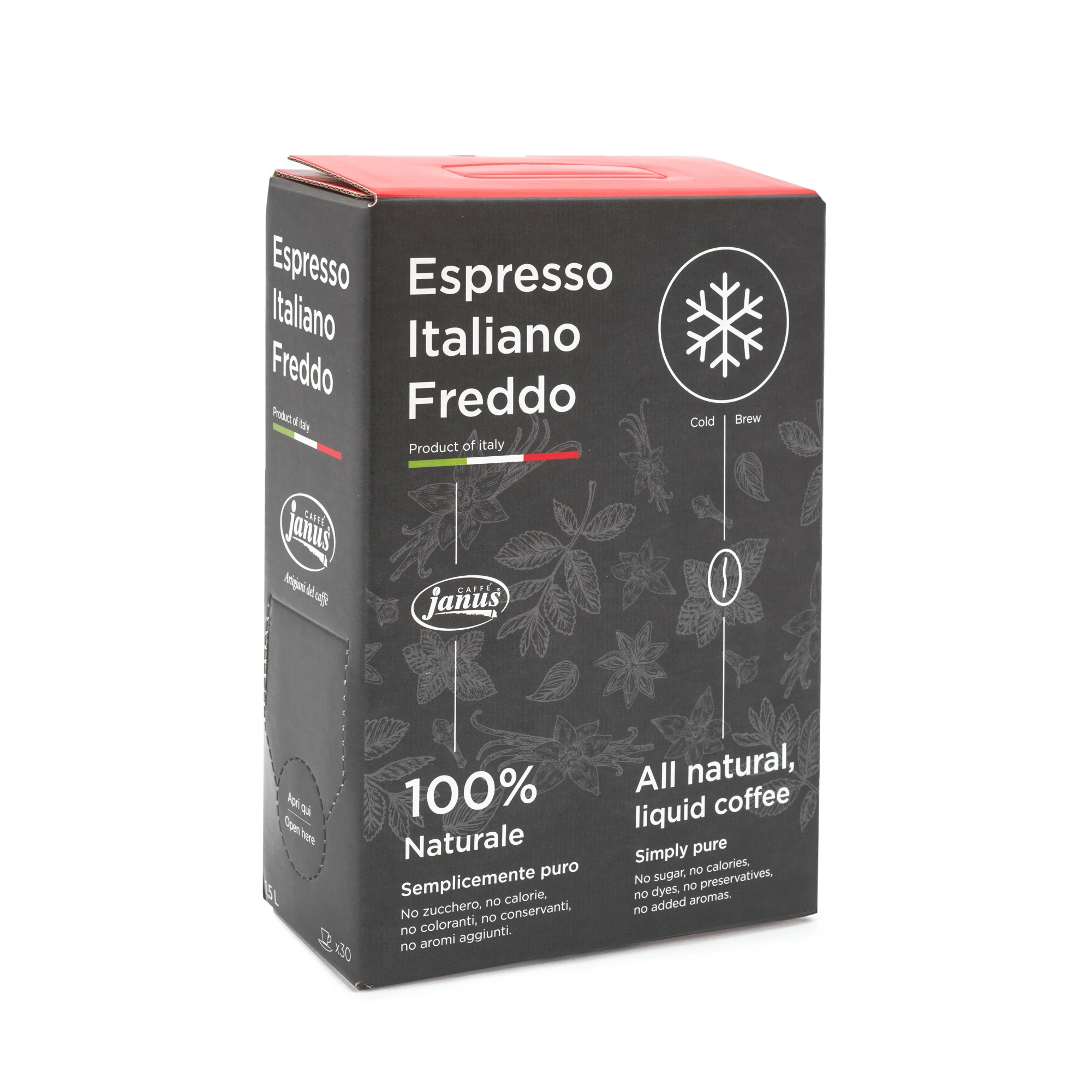 Other beverage soft drinks Espresso 100% natural without sugar 0 calories cold coffee drink bag in box 1.5 L