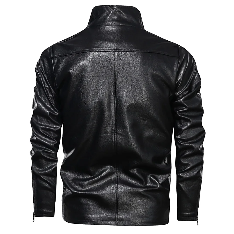
2020 New Black PU Leather Jacket Plus Size Faux Leather Jacket Custom Design Wholesale Brown Leather Coat for Big and Tall Men 