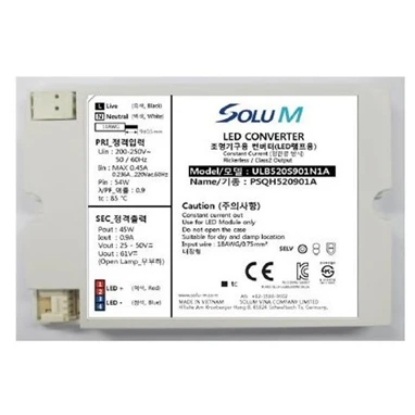 Ultra Slim Power Constant Current Adjustable Output Voltage 24V to 50V DC Flicker Free LED Lamp Power Driver (ULB520S901N1A)