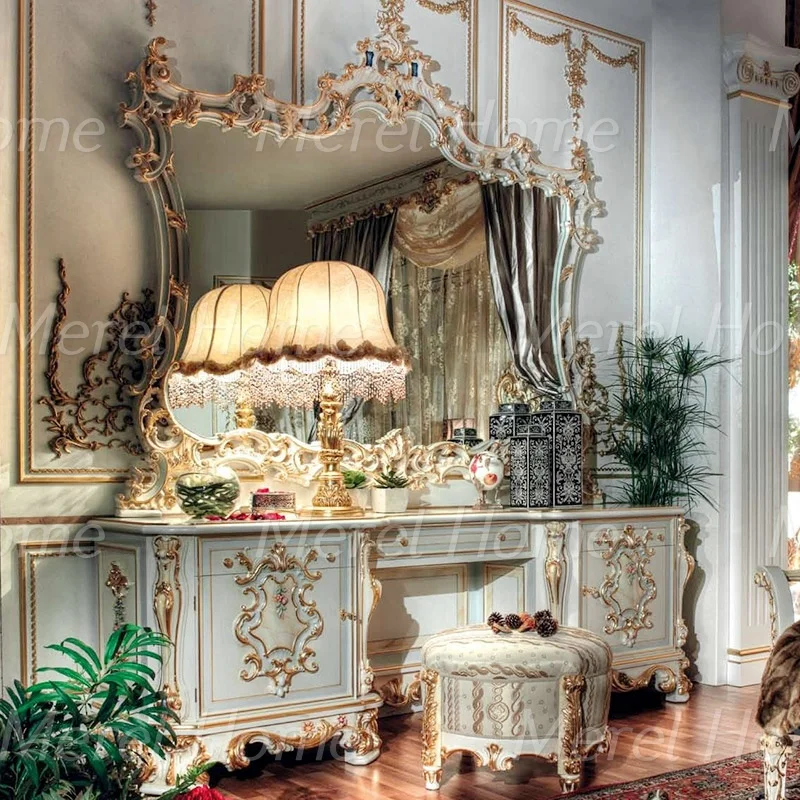 Высококачественная мебель в классическом стиле с цветами, ручная работа, резной деревянный роскошный комплект постельного белья