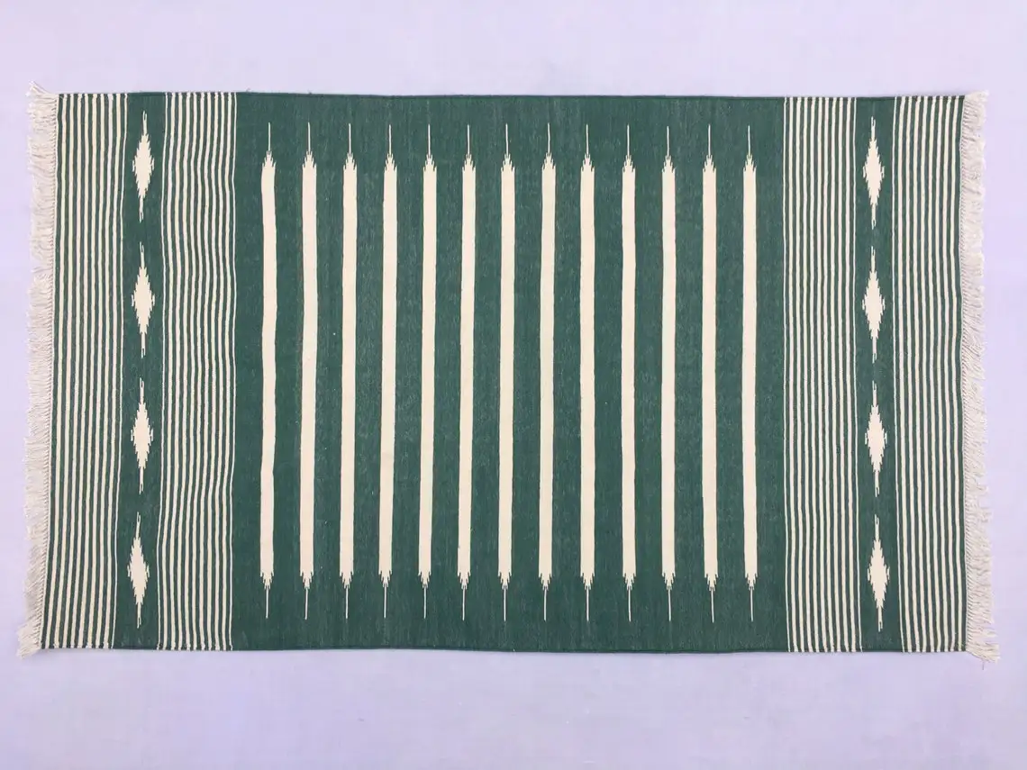 Wholesale High Quality Indian Handmade Modern Home Office 100% Cotton Woven Outdoor Dhurrie Floor Rug Boho Runner Bedroom Carpet