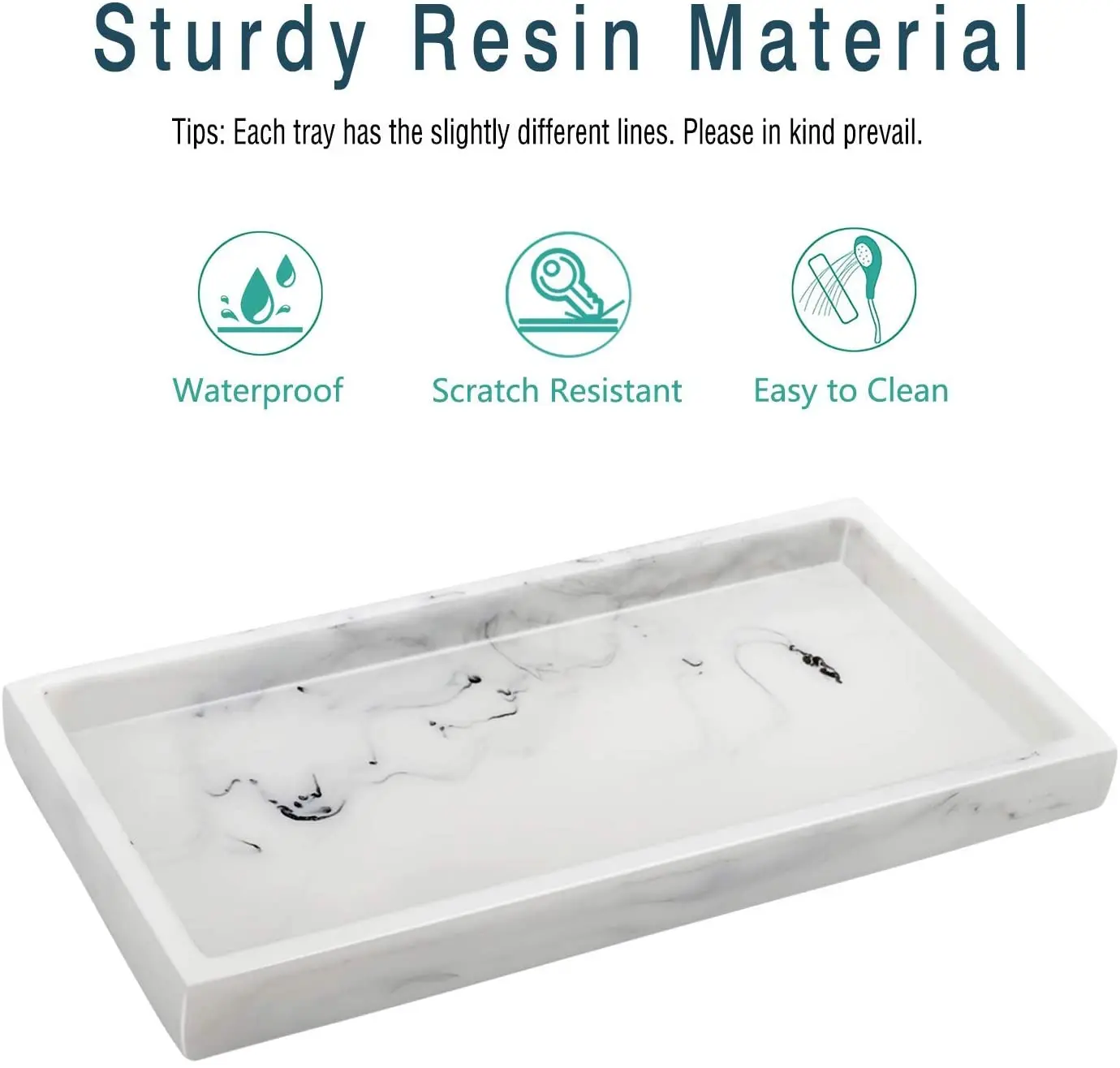 Jewelry Organizer Resin Tray, Bathroom Kitchen Dresser Vanity Tray Jewelry Dish Ring Cosmetic Organizer