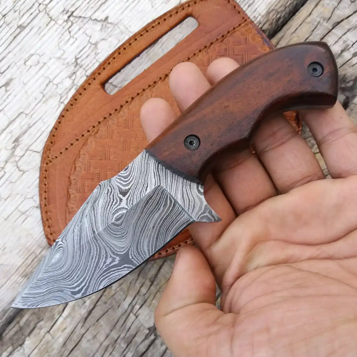 
Damascus Steel Fix Blade Camping Hunting Knife Self Defense Everyday Carry Knives Wholesale 