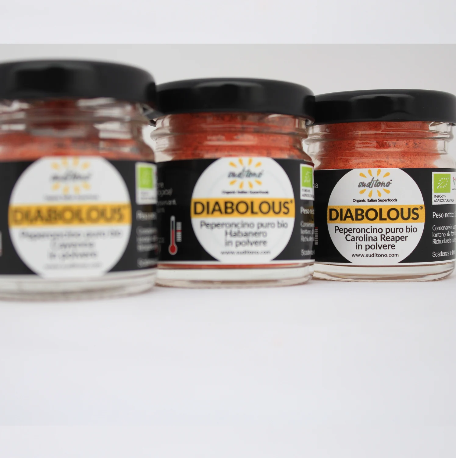 Made in Italy Product bundle 15pcs: Organic red CHILI PEPPER powder DIABOLOUS single spices & herbs
