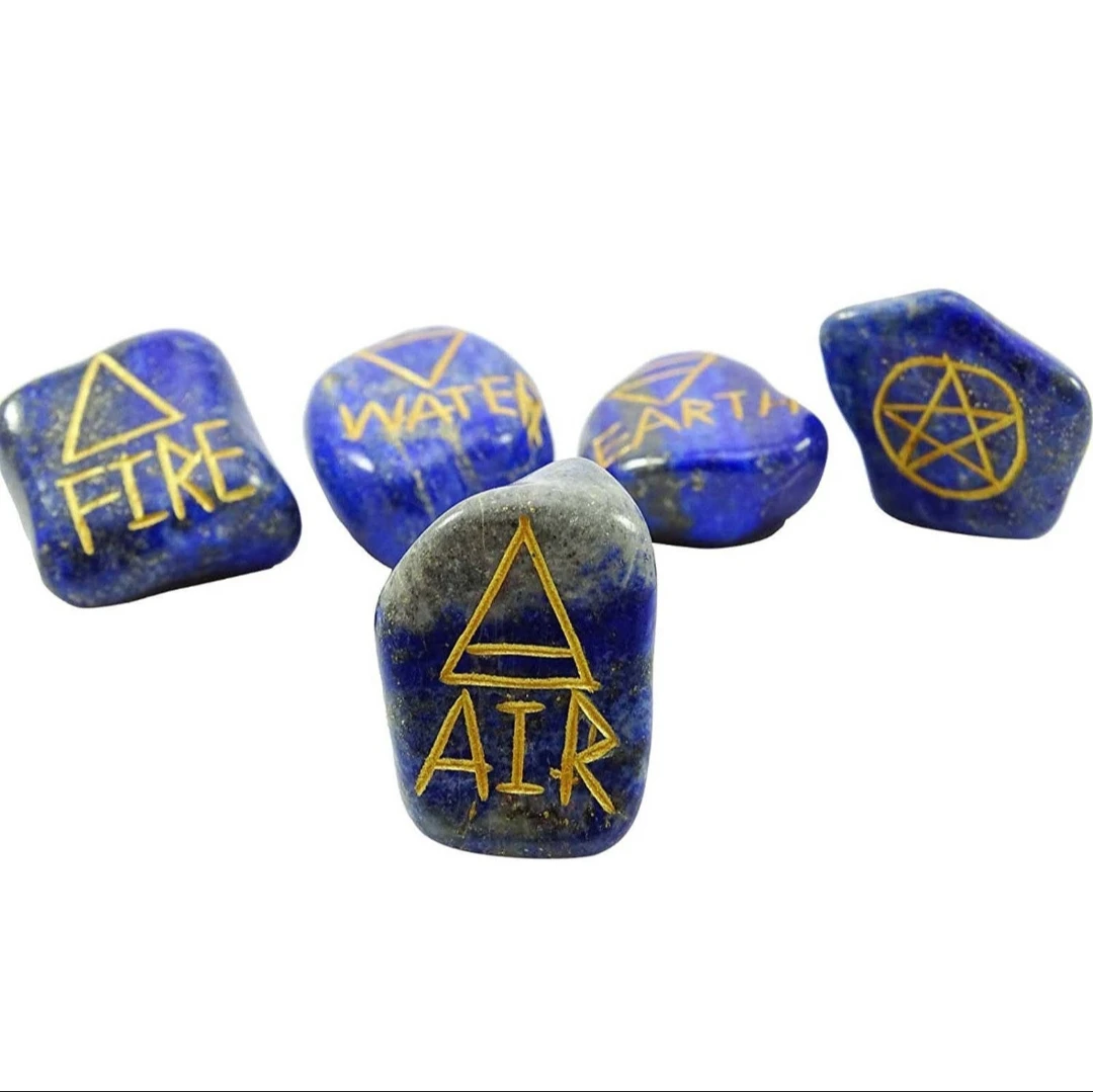 Лазурит рейки барабан с пятью элементами жизни гравировка на нем оптовая продажа хрустальные ремесла лечебный минеральный камень метафический