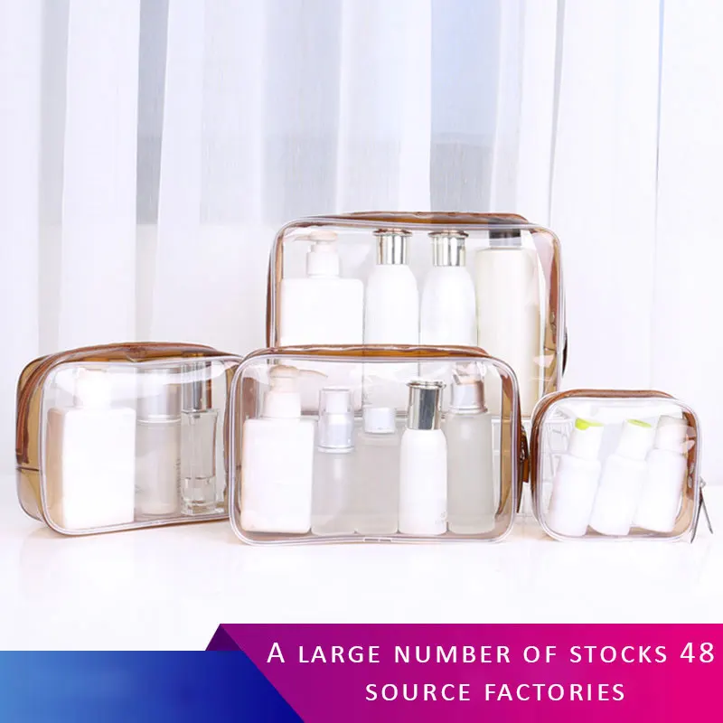 Professional Custom Travel Zipper PVC Transparent Women Logo Makeup Pouches Cosmetic Bags Cases