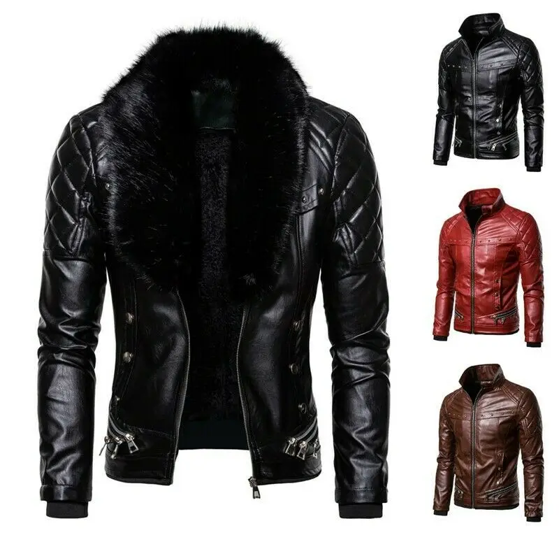 
Wholesale outdoor streetwear Custom Winter Fashion Casual Black Mens bake motorcycle Leather Jacke 