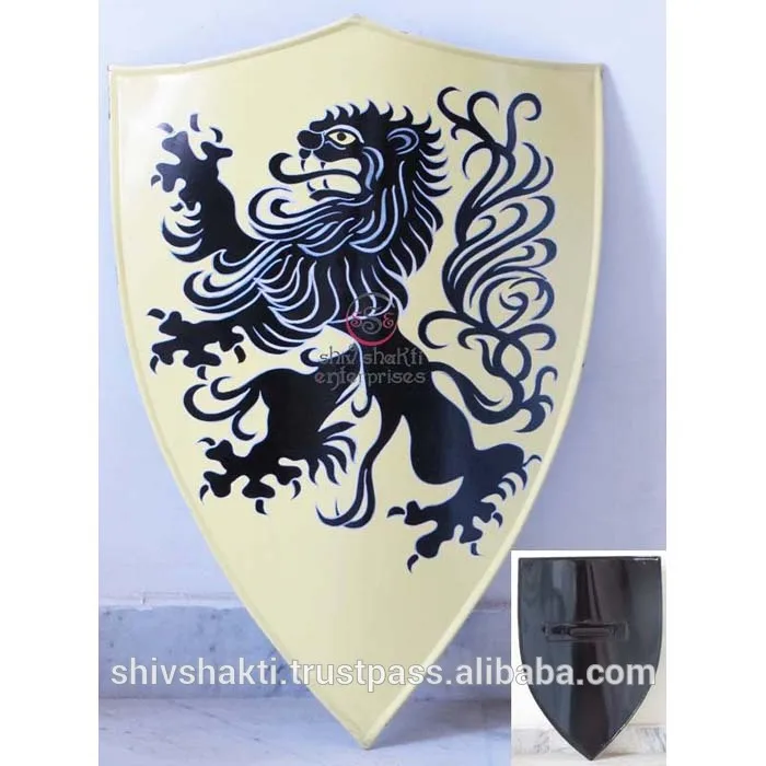 Royal Lion Medieval Shield  Crusader Lion Shield ivory and blue color good for decoration