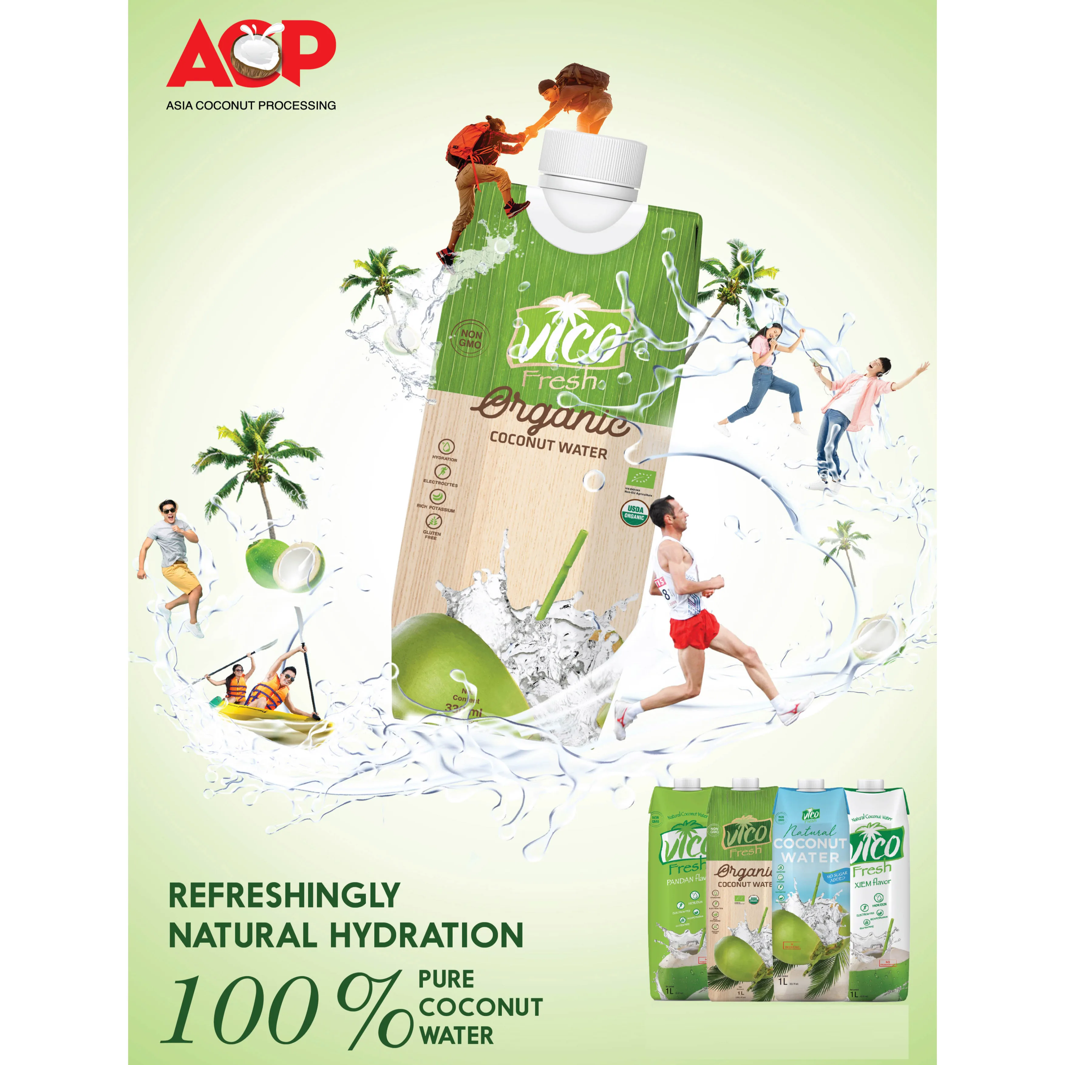 
NATURAL - VICO FRESH COCONUT WATER - UHT TREATMENT - OEM AVAILABLE 