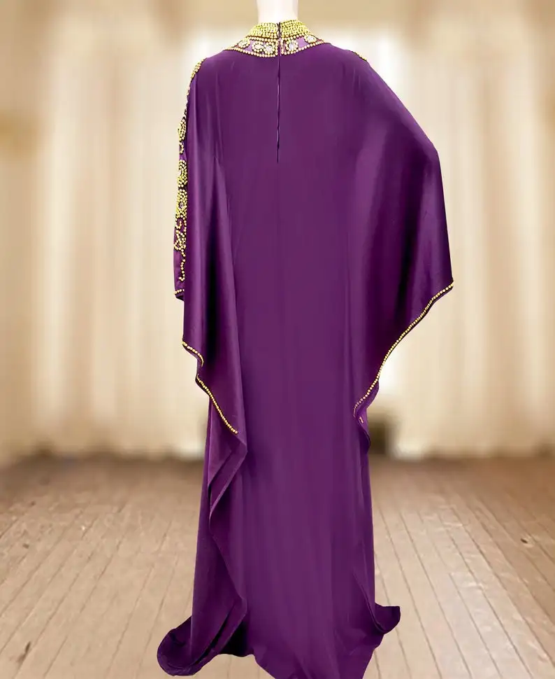 
Beading Caftan Moroccan Kaftan Front Open Abaya 