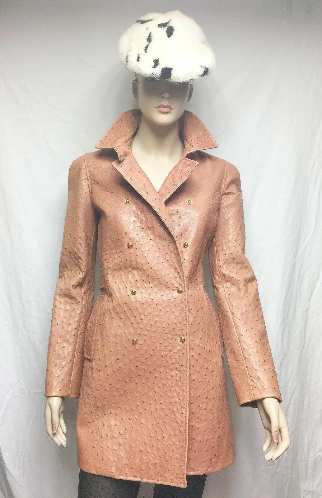 Ostrich Leather Embossed print on goat leather texture Women Luxury Golden color classic style coat ostrich Leather Jacket