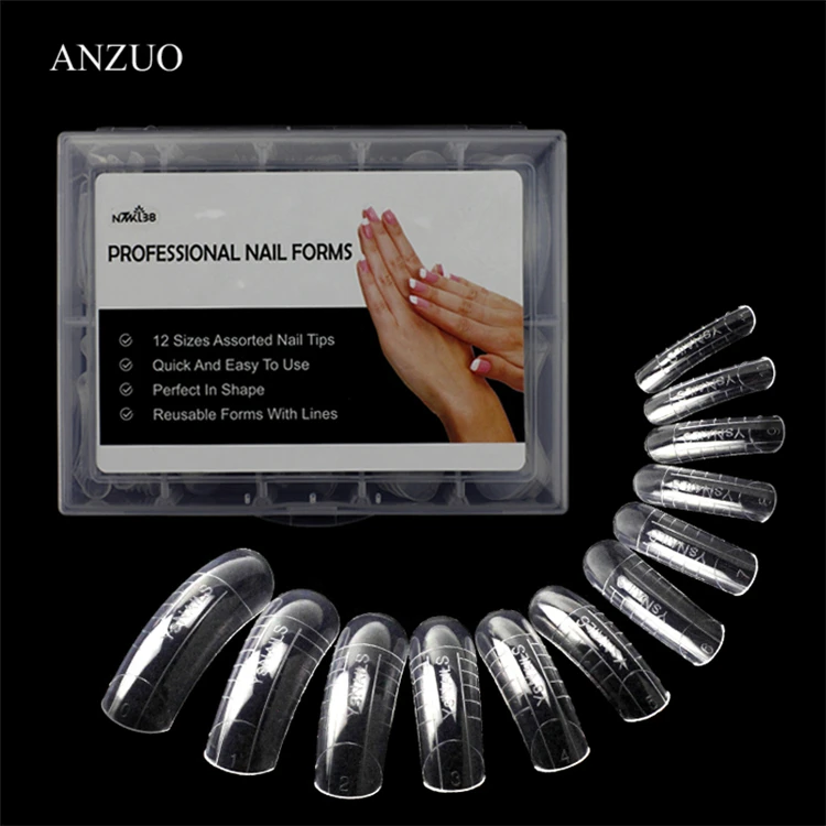 120pcs uv Gel Acrylic Nails Mold Artificial Dual Forms System UV Gel Polish Manicure Tool Nail Extension Form Tips Clear