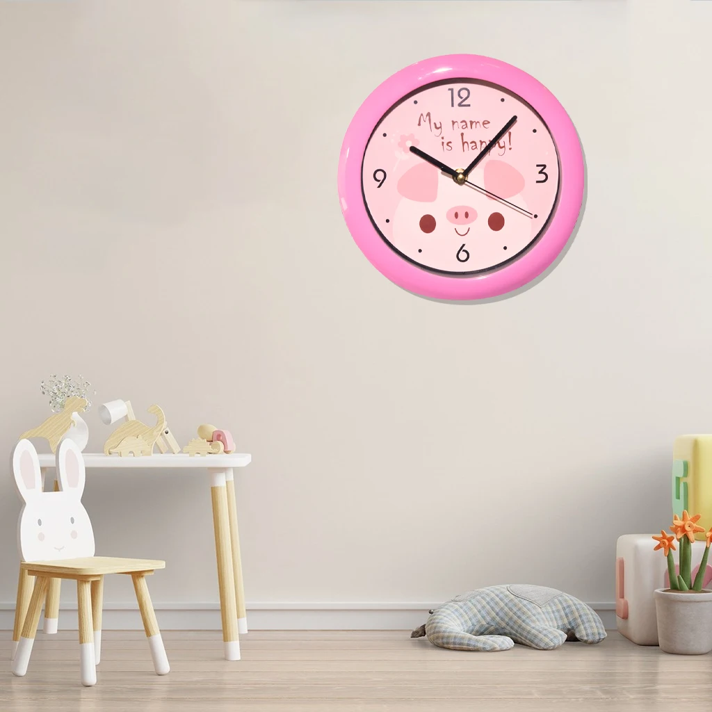 W107 8 inch Home Cheap Mechanic Plastic Bedroom Living Room Decor Cartoon Sleep Child For Kids Wall Clock