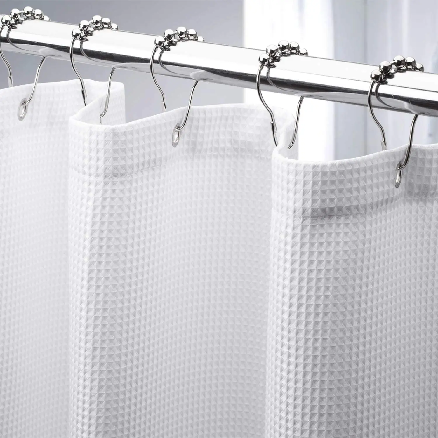 
Waffle Weave Shower Curtain Hotel Luxury Spa 230 G Heavy Duty Fabric 