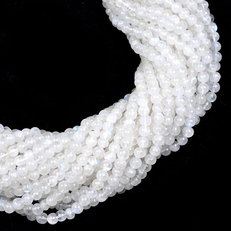 Радужный Лунный Камень 4-5 мм, гладкие круглые бусины из драгоценных камней, оптовая продажа бусин из драгоценных камней