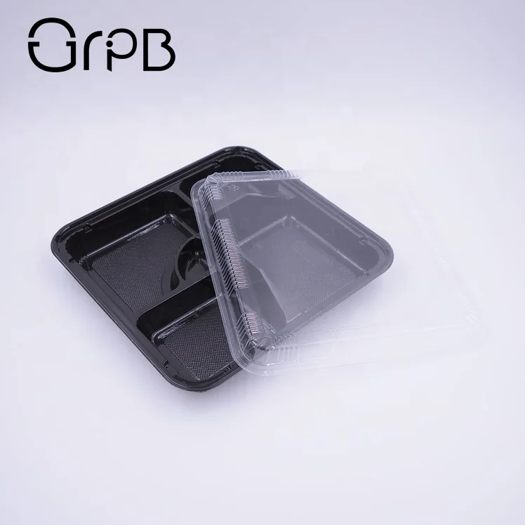 Take out plastic black bento lunch food container box