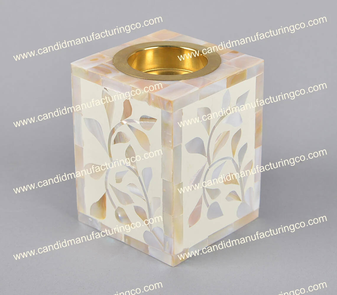 Candid Manufacturing Co Luxury Incense Burner Wood and Seed Material with Mother of Pearl and Arabic Incense Mubkhar Inlay