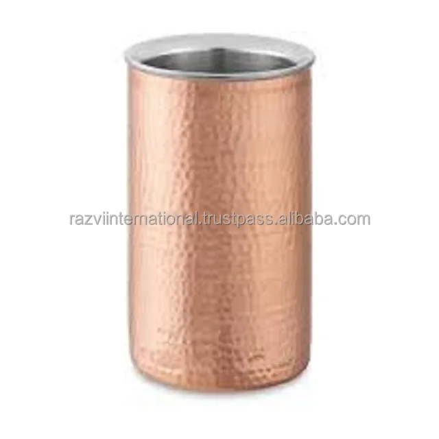 Copper Antique Metal Stainless Steel Hammered Design Double Wall Wine Chiller