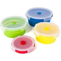 Airtight Collapsible Silicone Lunch Box Food Storage Containers With Lids