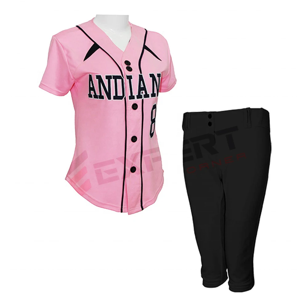 Wholesale Custom Sublimation Printing Cheap Blank 100% polyester Short Sleeve Women Softball uniform Baseball Jersey