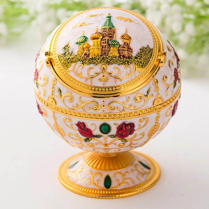 Creative metal globe with lid ashtray boyfriend holiday gifts handmade tea table decoration ashtray