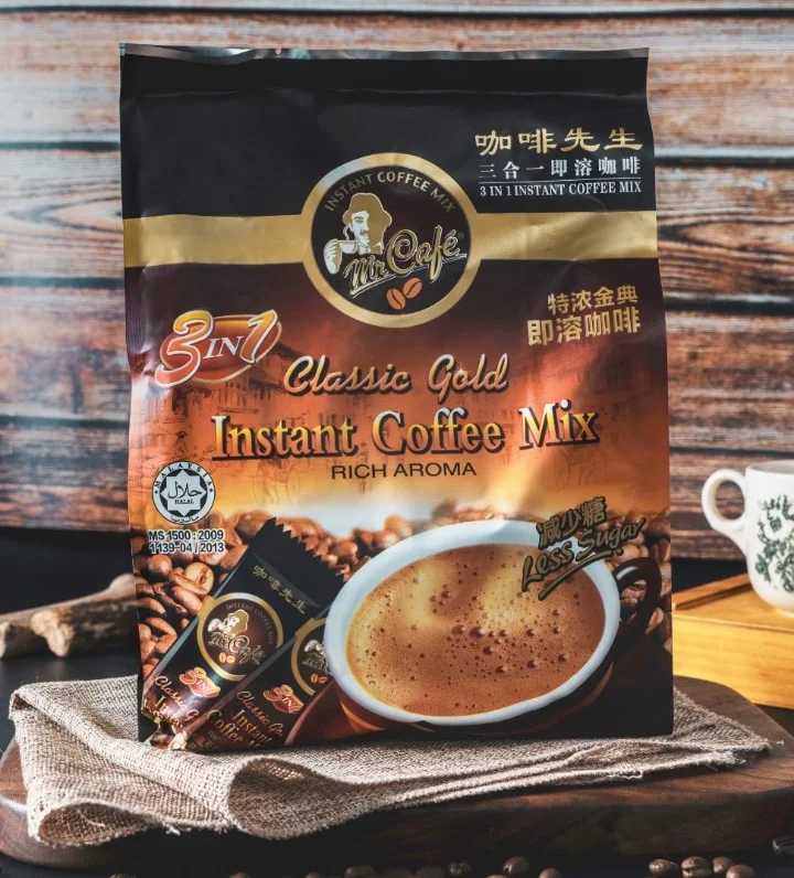 OEM Caffeinated Bag Spray Dried BITTER MR CAFE Classic Gold 3 in 1 Instant Coffee Mix 25g x 24s x 20p