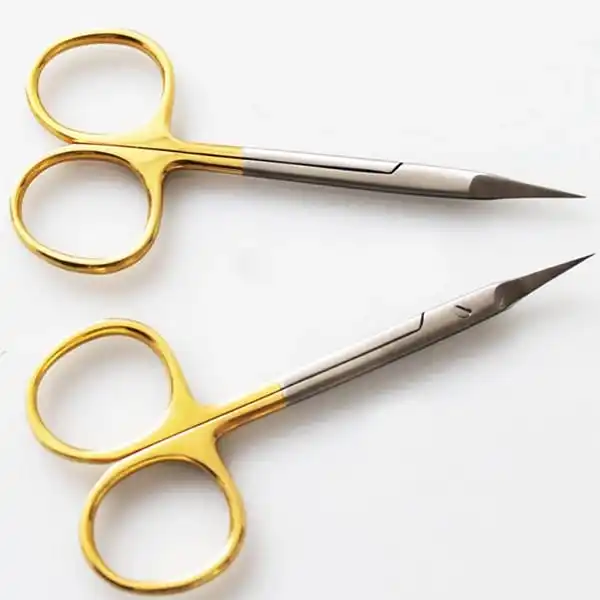 
2021 Straight Iris scissors surgical curved iris scissors with gold handle 