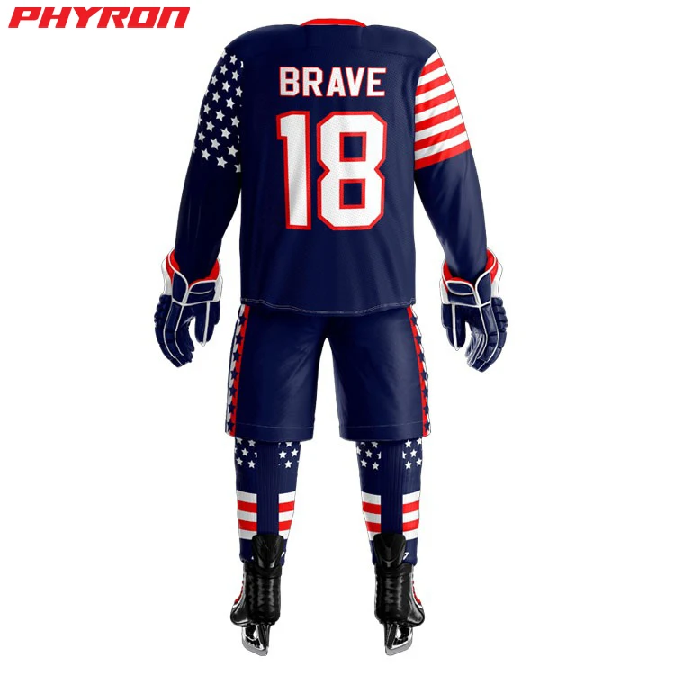 Униформа для хоккея с шайбой полиэстер униформа сублимационной печатью мужчин и женщин
