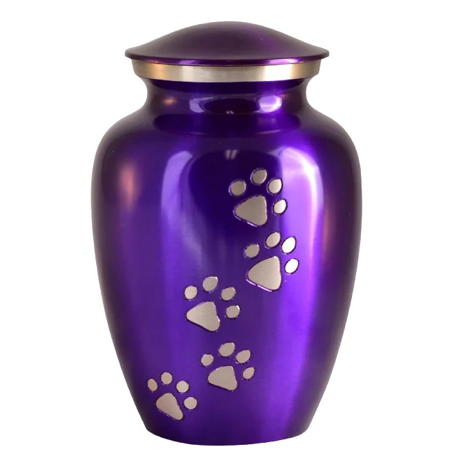 Pet Animal Ashes Brass Pet Urn Paw Engraved For Dog Cat Lion Tiger Ashes Storage High Quality Casket Solid Metal Urn Supplier.
