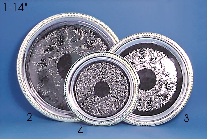 Engraved Presentation Tray Platter Plate Silver Round Lipped Trophy Award Presentation Tray Awards