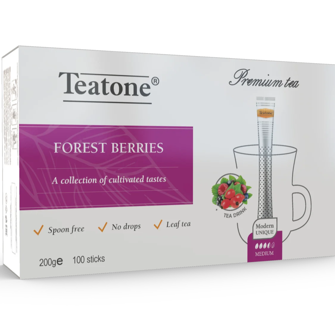 Forest berries in stick TEATONE 100 sticks in individual package * 2g High quality
