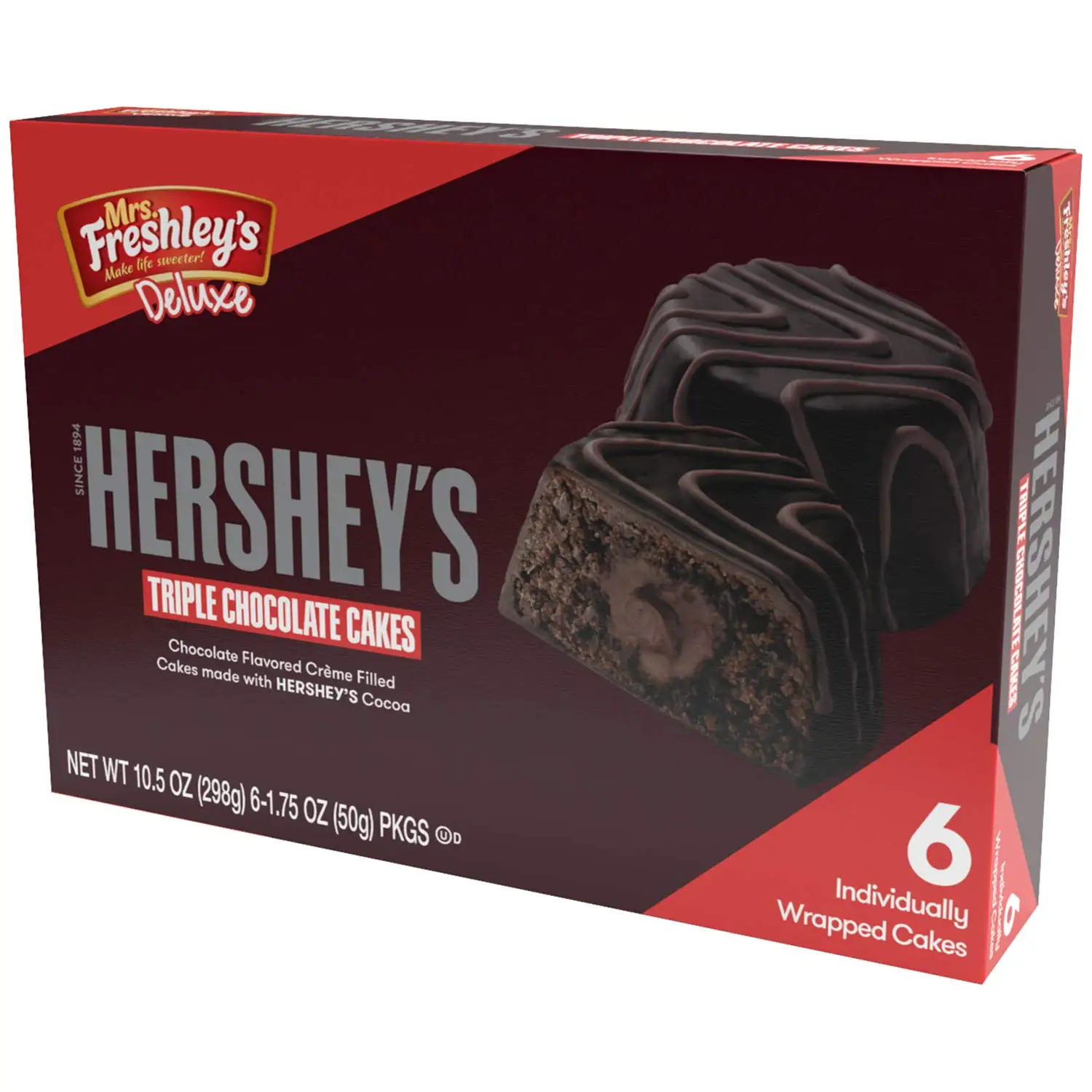 Сливочные пирожные Mrs. Freshley с индивидуальной упаковкой Тройной ШОКОЛАД (6 шт. в упаковке)