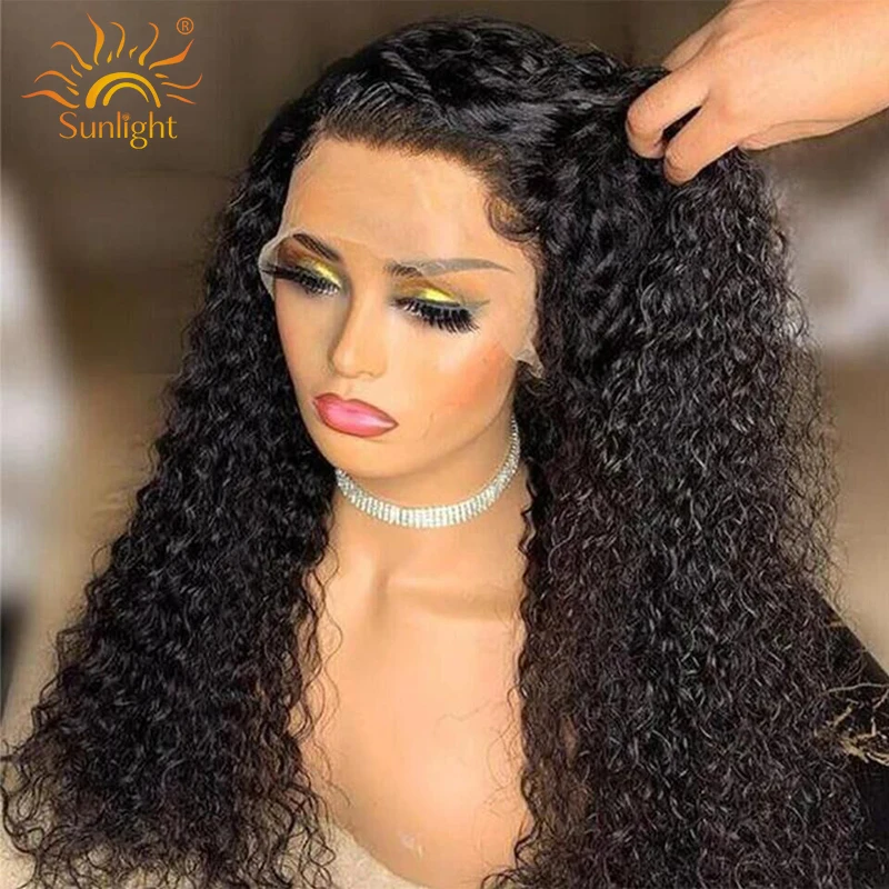 Sunlight kinky curly virgin brazilian cuticle aligned hair silk wig topper for women cheveux humain vierge en gros