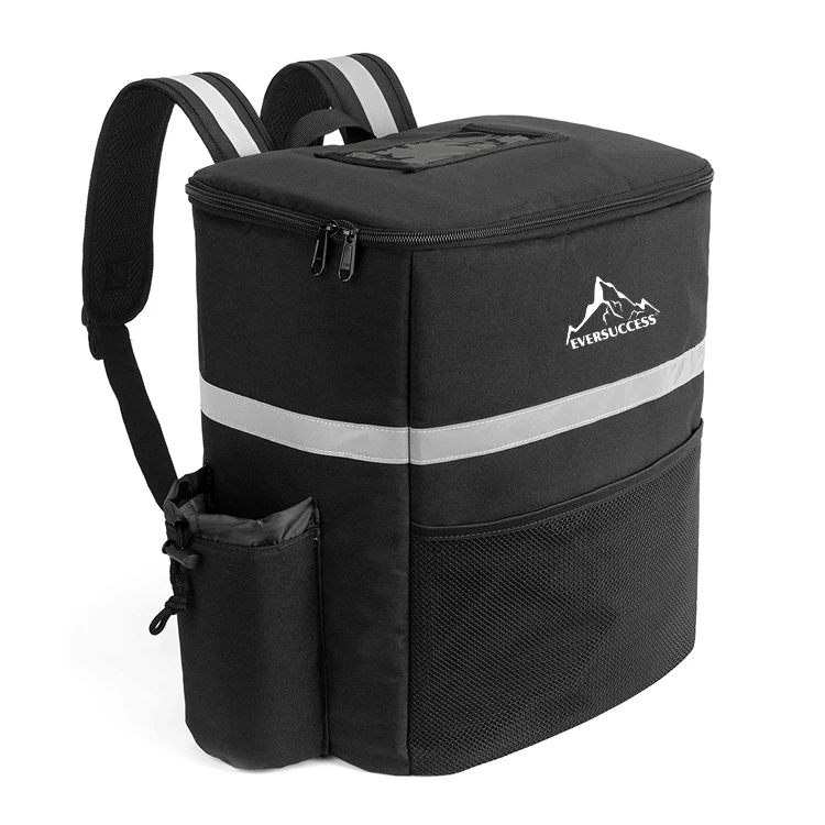 Cup Holders Pocket Receipt Window Thermal Insulated Food Delivery Backpack Reusable Cooler Bag